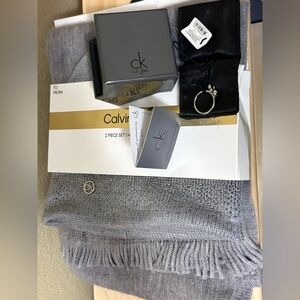 Calvin Klein Silver Scarf and Ring Set